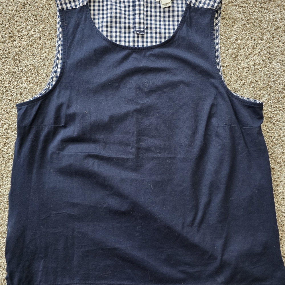 J. Crew Dark Blue and White Checkered Tank Top